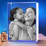 3D Crystal Photo Personalized Gift for - Mom, Dad, Wife, Husband, Boyfriend, Girlfried, 3D Customized Picture, Engraved Crystal, Memorial - Portrait Small