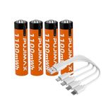 Rechargeable Battery 1.5V Li-Ion AAA Lithium Battery via Type C USB|AAA Batteries Charger | High-Capacity 1100mWh | USB-C Compatibility | Fast Charging | Eco-Friendly | Durable