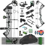 SHARROW Archery Compound Bow and Arrows Set for Adults Beginner Hunting and Targeting, 19-70 Lbs Draw Weight, 19-30” Draw Length, IBO 320 fps, Hunting Compound Bow Kit (Black Camo)