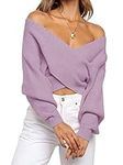 ZCSIA Women's Long Sleeve Wrap V Ne