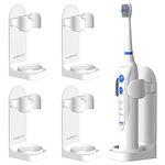 simpletome UPGRADED Adhesive Electric Toothbrush Holder Wall Mounted Adjustable Toothpaste Organizer 4 Pack (White)