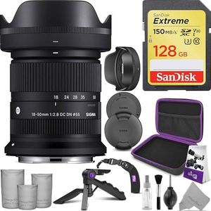 Sigma 18-50mm f/2.8 DC DN Contemporary Lens for Canon RF Mount with Altura Photo Advanced Accessory Bundle