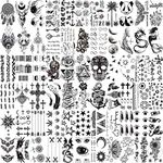 VANTATY 66 Sheets 3D Small Black Temporary Tattoos For Women Men Waterproof Fake Tattoo Stickers For Face Neck Arm Children Tattoo Temporary Flower Birds Star Realistic Tatoo Kits For Boy Girls Adults