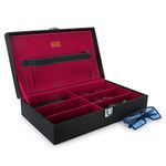 LEDO Sunglasses Box Organizer Holder Case in Black Color with 6 Slots for Sunglasses Black & Cherry Color