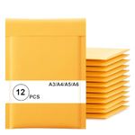 12 Pcs Padded Envelopes A6, Self-Seal Small Bubble Mailers Bags Postal Wrap Envelope Cushioned Protective Packaging, Yellow Bubble Envelopes for Shipping, Mailing, Packaging 125 * 150 mm