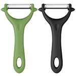 AUAUY 2Pcs Potato Peeler, Y-Shaped Swivel Vegetable Peeler, Fruit Peeler for Kitchen, Non-Slip Grip Peeler, Ergonomic Handle Sharp Blade Stainless Steel Peeler（Green, Black）