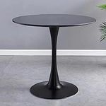 Round Casual Table Small Desk Modern Tulip Table Casual Coffee Table Milk Tea Shop Dining Table Small Round Table Suitable for Office Conference Room Kitchen Living Room(60cm, Black)