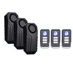 Mengshen 3 Pack Wireless Bicycle Anti-Theft Alarm with Remote Control Security Burglar 113dB Loud IP55 Waterproof for Bike Motorcycle Vehicle Scooter