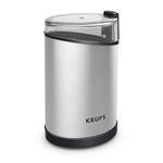 Krups Coffee Grinder, Fast-Touch, 3oz, 85g Bean Hopper - Easy to Use, One Touch Operation - 200 Watts - Espresso Grinder, Spice Grinder, 2 to 12 Cup Coffee Bean Grinder, Silver