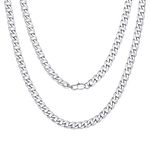 5mm Men and Women Chain Silver Tone Stainless Steel Curb Cuban Link Necklace Gift