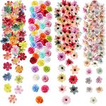 217 Pieces Flower Mini Silk Heads Fake Rose Daisy Faux Flowers for Crafts Rose Flowers Plum Blossom Heads Sunflower Daisy Wedding Decoration for Halloween Home Wedding, 2-4 cm(Charming Color)