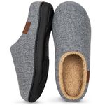 VeraCosy Men's Fuzzy Slip-on Slippers Warm Comfy Memory Foam Non-slip Indoor House Shoes Light Grey, 10-11 UK