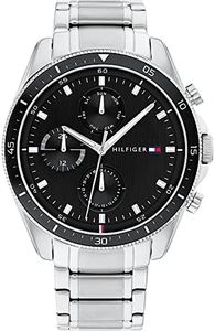 Tommy Hilfiger Montre Analogique Multifunction à Quartz pour homme avec Bracelet en Acier Inoxydable argenté - 1791835