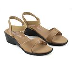 MOSAC Women's/Girls Stylish & Comfortable Wedge Platform Heel Fashion Sandals, Beige, Size_5