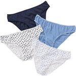 Just Essentials Women's Ladies Multipack of 4 Hi-Leg Briefs Cotton Floral Star Spot UK Seller - Navy/Blue - Size 20