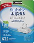 Kirkland Signature Moist Flushable Wipes, 632 Wipes