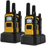 Retevis RB48 Heavy Duty Walkie Talkies,Waterproof Two Way Radio,Shock-Resistant,2000 mAh,Emergency Alert,2 Way Radio Long Range for Job Site (4 Pack) Yellow