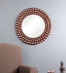 METALMASTERY Iron Round Balls Decorative Mirror Finished Wall Mounted Hanging Mirror Sculpture Mounted Hanging Mirror for Home Dcor - Add a Touch of Glamour to Your Space (Copper)