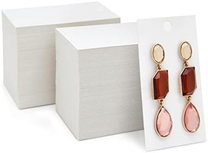 Juvale White Earring Display Cards, 200-Pack Hanging Earring Cards for Selling, Packaging, Storage, 500 GSM Thick and Sturdy Paper Material, Jewelry Holders (3.5x2 in)