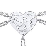 Family Puzzle Necklace for 5 Personalized Name Pendant Free Engraving Stainless Steel Split Heart Necklace for Sisters