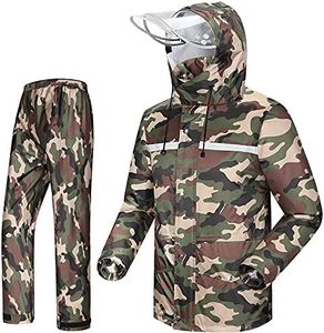 iCreek Rain Suit Waterproof Jacket and Trouser Suit Raincoat for Men and Women Outdoor All-Sport Breathable Anti-storm (L-USA, Army green camouflage)