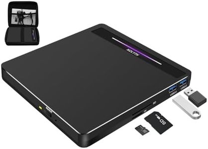 NOLYTH External CD DVD Drive for Laptop, USB 3.0 Type-C Portable with SD/TF 2 USB Ports, Slim CD/DVD RW Burner Rewriter Reader Player for Mac Macbook PC Windows Linux