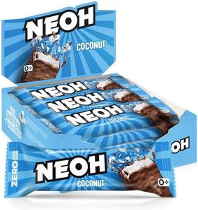 NEOH Coconut Bars - Keto Chocolate Dipped Candy Bar, Gluten-Free Low-Calorie, Low-Carb, Plant-Based, High-Fiber Snacks, No Added Sugar, 1 Ounce Individually Wrapped Bars, 12 Pack