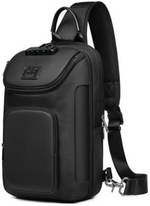 reeyee Anti-Theft Sling Bag with Lock, Waterproof Crossbody Backpack Fits 11 inch Tablet, Men's Shoulder Chest Bag
