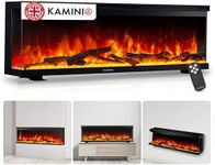 KAMINIO Electric Fireplace LEA - Electric 3-in-1 Fireplace with Panoramic View, Heater, 3D Flame Effect, 12 Flame Colors, Remote Control (60 inch)