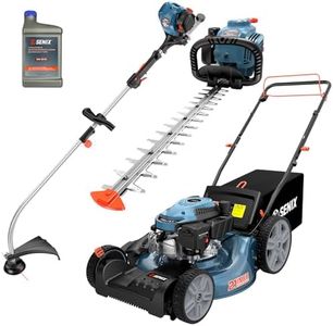 SENIX LSSG-M10 21-inch 170cc Gas Lawn Mower Self Propelled, 26.5 cc String Trimmer and 4-Cycle Hedge Trimmer Kit