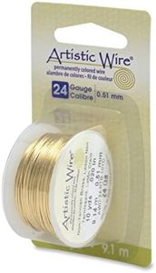 Artistic Wire 24 Gauge Tarnish Resistant Brass Craft Jewelry Wrapping Wire, Gold Color, 10 yd