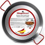 MAGEFESA® Carbon - paella pan 13,5 in - 34 cm and 6 Servings, made in Carbon Steel, with dimples for greater resistance and lightness, ideal for cooking outdoors, cook your own Valencian paella