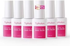 TIPHULAN 42ml Super Strong Nail Glue for Press On Nails, Acrylic Nails, Nail Tips - Professional Brush On Nail Glue Easy Application, Durable & Long-Lasting Fake Nail Glue, 0.23 oz for Each Glue(6PCS)