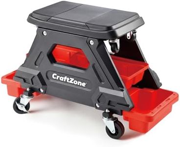 Mechanic Stool with Secure Locking, 300 LBS Capacity Adjustable Workshop Stool, 360° Swivel Heavy Duty Rolling Mechanics Seat with Storage Tray, Essential Tools for Auto Beauty and Mechanical Repair