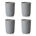 Plastic Cups Reusable Unbreakable Tumblers, Set of 4 Travel Mugs, Mouthwash Bathroom Cup Stackable, Plastic Water Cup 280ml for Adults Kids, Dishwasher & Microwave Safe (Grey)