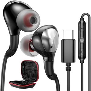 Auriculares USB C para iPhonne 15 16 Pro Max,HiFi Estéreo Cancelación de Ruido Auriculares Tipo C con Microfono para Galaxy A55 A35 A34 A54 S24 5G Pixel 9 8 Xiaomi 14 13T 11 Lite Mi Pad 6 5 OnePlus 12