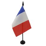 France Table Flag 4'' x 6'' - French Desk Flag 15 x 10 cm - Black plastic stick and base - Drapeau France AZ FLAG