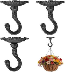 Otoolling 3 Pack Heavy Duty Cast Iron Ceiling Hooks 3.5x3.9 Inch Vintage Decorative Plant Hangers Rust-Resistant Ceiling Swag Hooks for Hanging Plants, Wall, Lanterns, Wind Chimes
