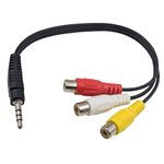 Maxhood 3.5mm to RCA AV Adapter Cable, RCA to 3.5mm Mini 1/8 inch Stereo Male to 3 RCA Female (Red-Yellow-White) Audio Splitter Cable for AV,Audio, Video, LCD TV,HDTV (AV to 3.5mm, 25cm)