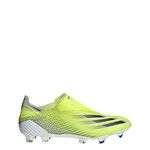 adidas X Ghosted+ Firm Ground Cleat - Men's Soccer, Solar Yellow-core Black-team Royal Blue, 13.5 UK