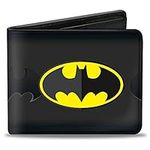 Buckle-Down PU Bifold Wallet - Batman Icon Centered/Bat Signal Stripe Black/Yellow/Grays