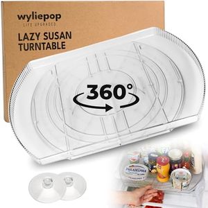 Lazy Susan for Refrigerator - 360° Turntable Refrigerator Organizer and Storage Tray for Fridge, Cabinet & Pantry - Large, Premium Rectangle Lazy Susan with Cleaning Sponge (16.3"x11"x1.3")