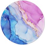 ITNRSIIET Mouse Pad with Stitched Edge, Premium-Textured Mouse Mat Waterproof Non-Slip Rubber Base Round Mousepad for Office Gaming Laptop, Cute Design Desk Accessories, Blue Purple Marble Art