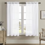 Window Curtains White Sheer Curtains 72 Inches Long 2 Panels Tulle Curtains Window Panels for Bedroom Curtains 2 Panel Sets Rod Pocket Sheer White Curtains for Living Room Kitchen Yard 52 W x 72 L