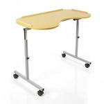 Curved Over Bed / Chair Table – Height & Width Adjustable Overbed Table with Lockable Wheels – Easy-Clean Bed Table for Wheelchair, Recliner & Day Chair Users – Hospital Bed Table & Disabled Aid