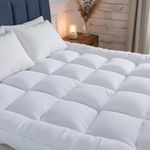 4AS Supersoft Mattress Topper Double Bed - 1100 GSM Microfibre Filling 4 Inch (10cm) Extra Thick Mattress Topper with Elasticized Corner Straps - White (Double 137x190 cm)