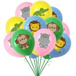 16Pcs Jungle Safari Party Latex Balloons 12 inch Lion Monkey Hippo Crocodile Wild Animals Patterned Balloons for Jungle Safari Wild Animal Themed Party Decoration Kids Birthday Balloon Party Supplies