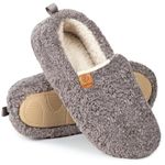 EverFoam Women's Soft Curly Comfy Full Slippers Memory Foam Lightweight House Shoes Cozy Warm Loafer with Polar Fleece Lining (Grey, Size 9-10 M US)