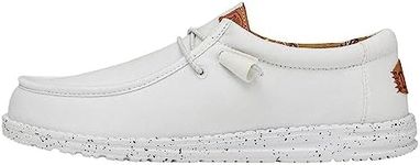 Hey Dude Men's Wally Washed Canvas White Size 8 | Men's Shoes | Men's Slip-on Loafers | Comfortable & Light-Weight