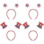 Beaupretty 4pcs 4th of July Headband Patriotic Head Boppers Independence Day Headband American Flag Headbands Fourth of July Hair Accessories